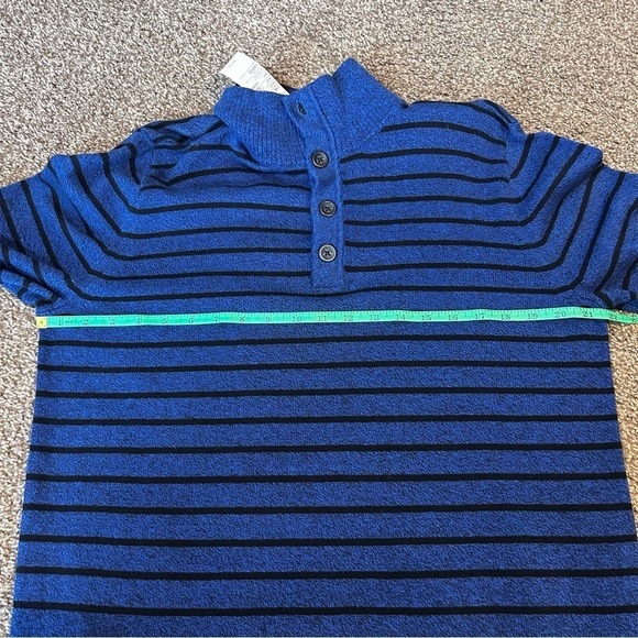 American Eagle Mens Blue Striped Button Mock Neck Cotton Sweater Large NEW - Picture 5 of 8